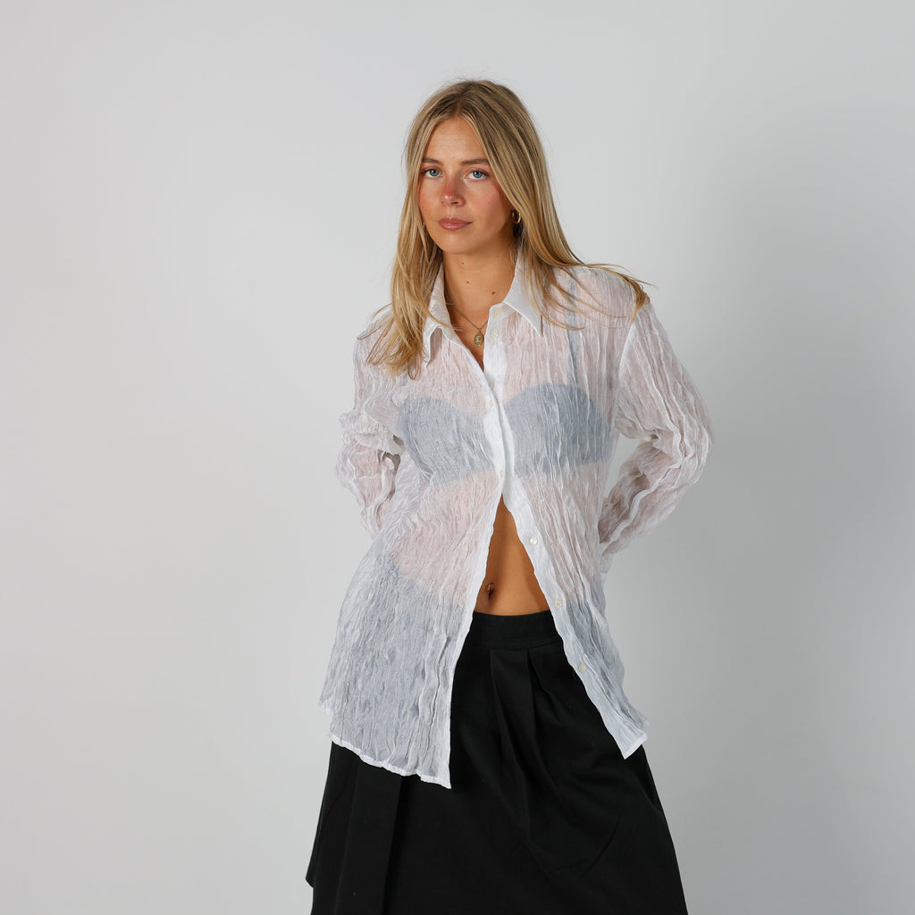 Ivory Y2K Madeleine Shirt Sheer (M)