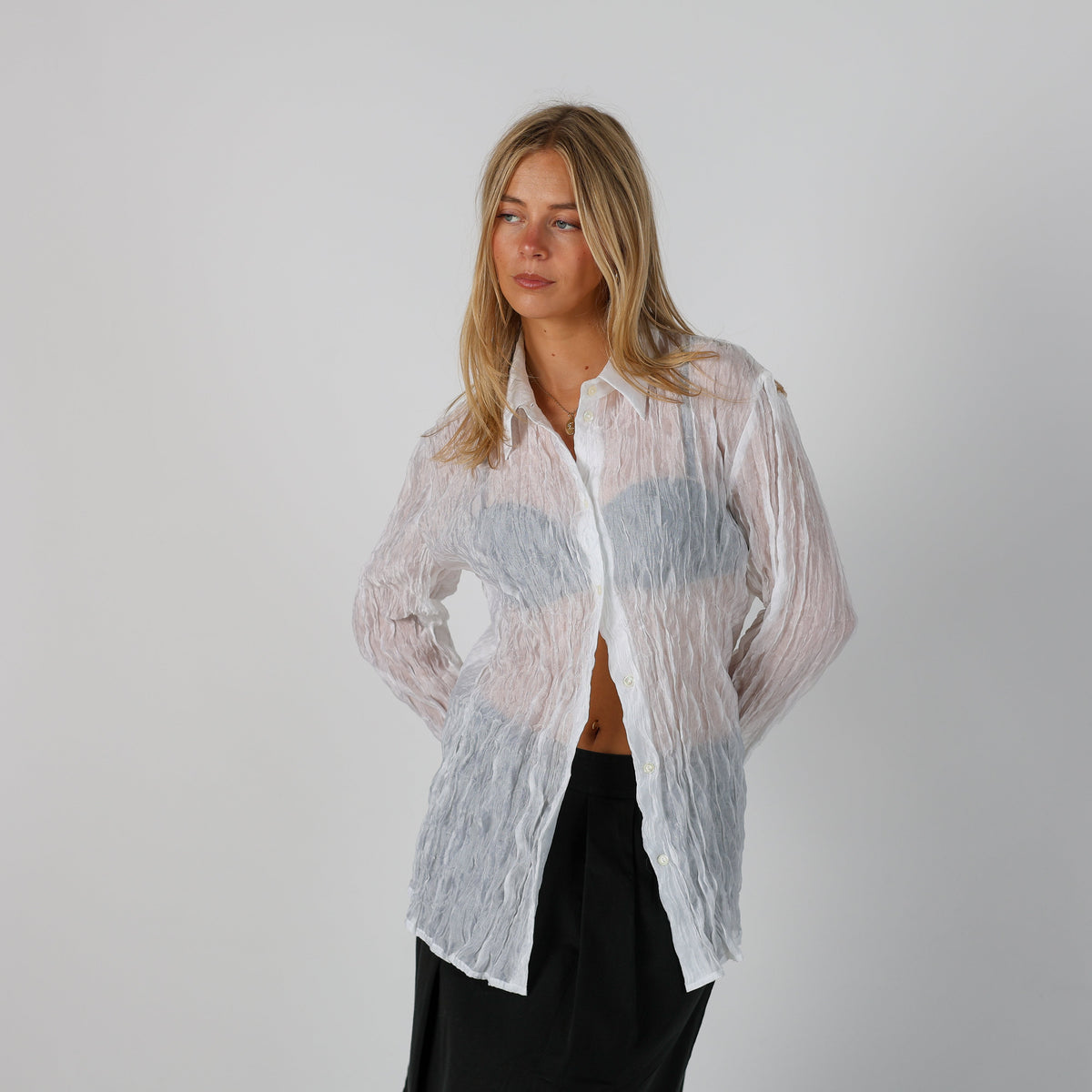 Ivory Y2K Madeleine Shirt Sheer (M)