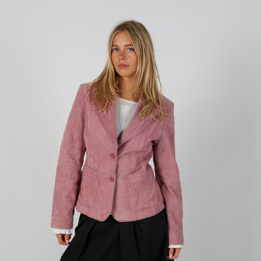 Baby Pink Y2K Leather Jacket (S)