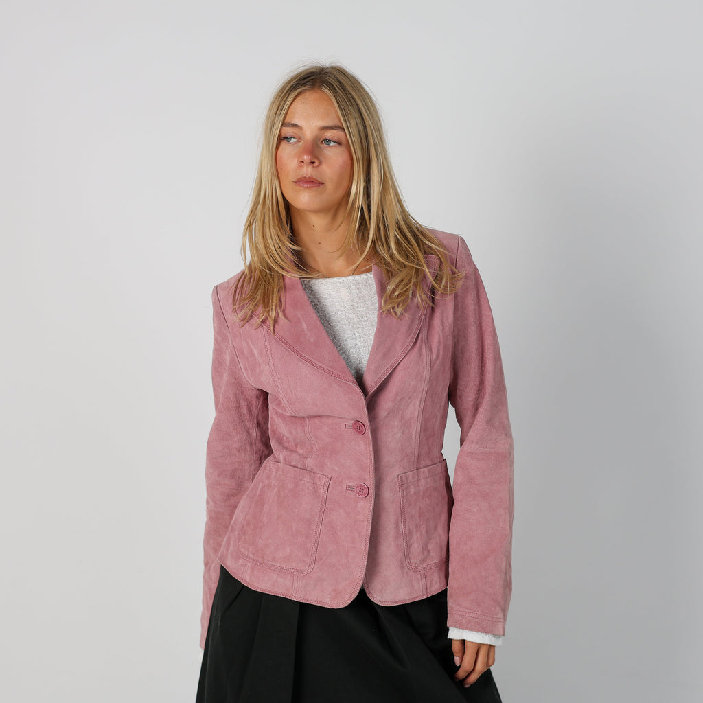 Baby Pink Y2K Leather Jacket (S)