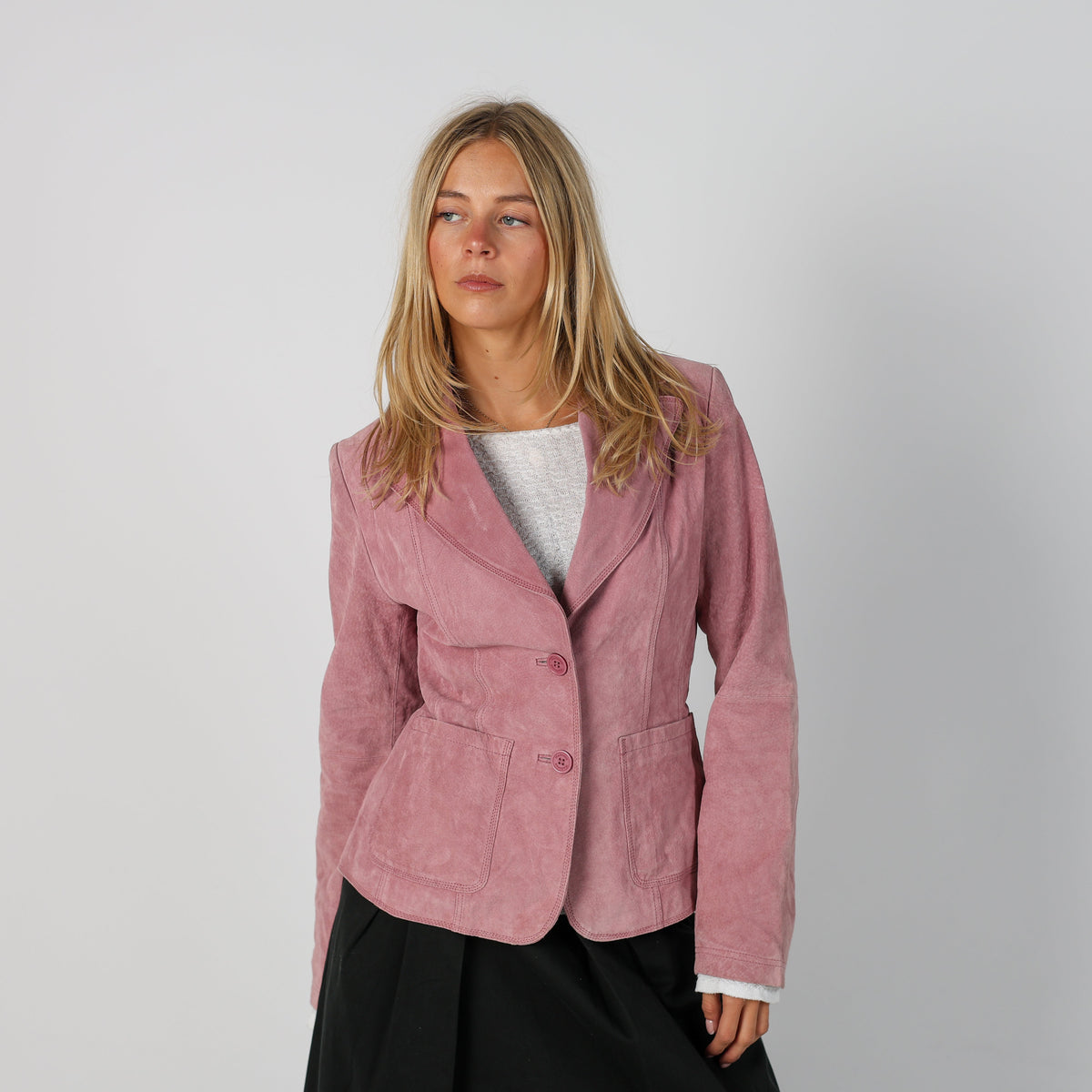 Baby Pink Y2K Leather Jacket (S)