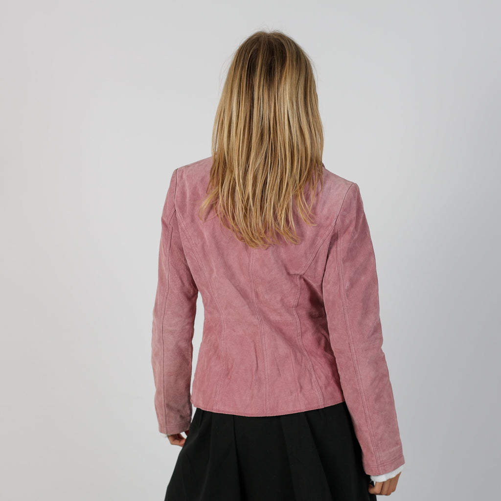 Baby Pink Y2K Leather Jacket (S)