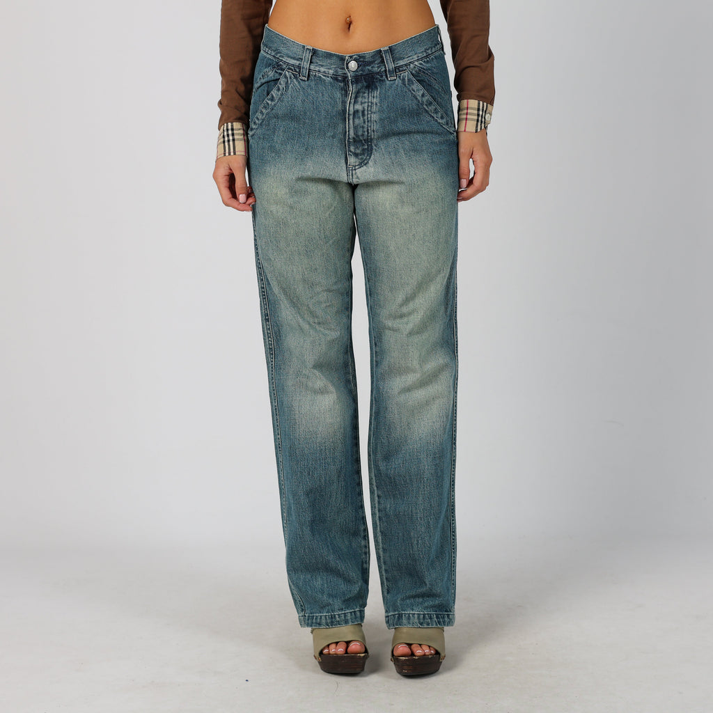 Blue Y2K Dad & Wide Jeans (S)