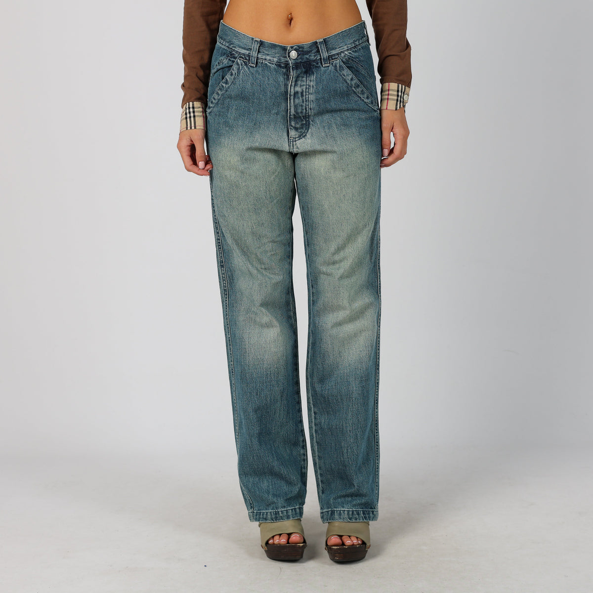 Blue Y2K Dad & Wide Jeans (S)