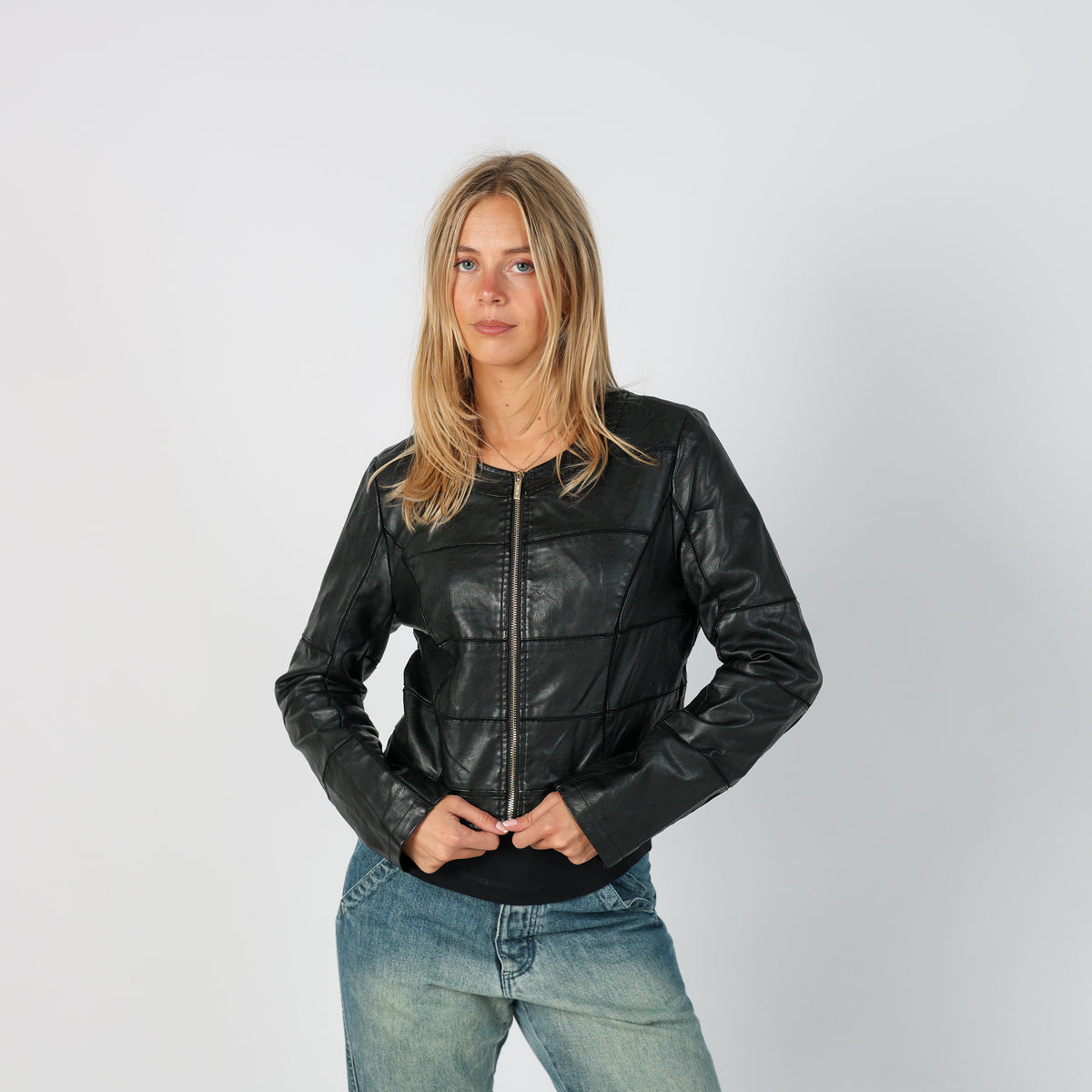 Black Y2K Nuna Lie Leather Jacket Faux (S)
