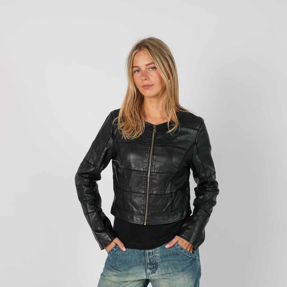 Black Y2K Nuna Lie Leather Jacket Faux (S)