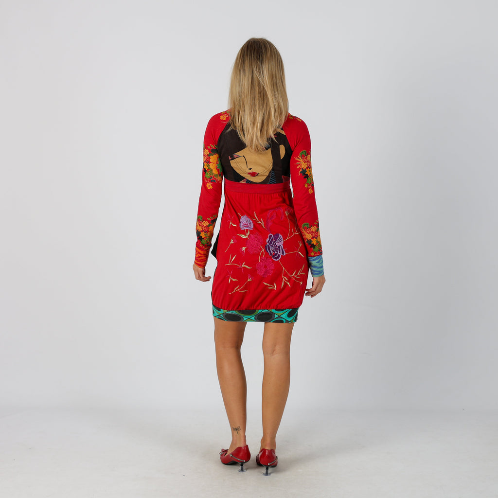 Red Y2K Desigual Woven Mini Dress (S)