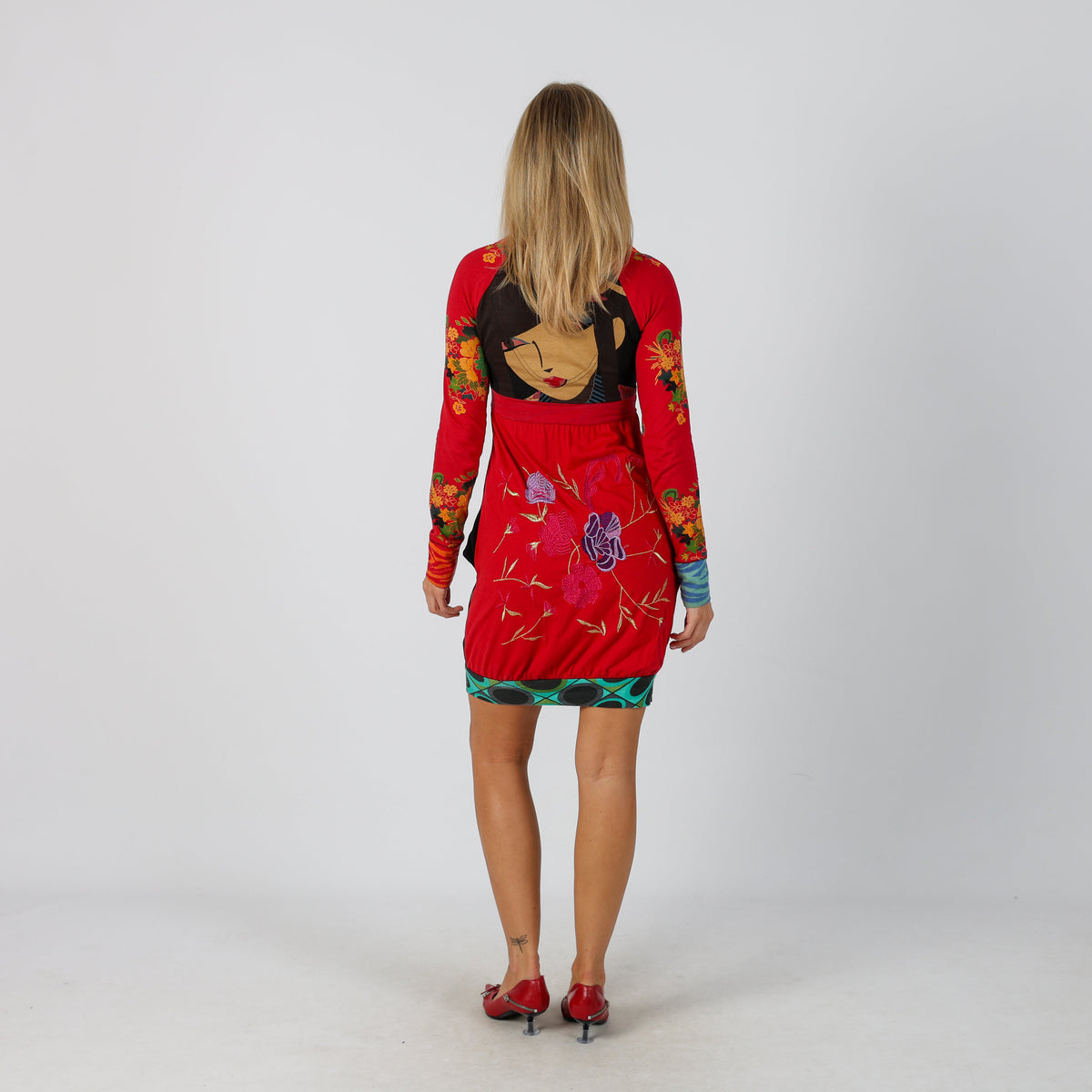 Red Y2K Desigual Woven Mini Dress (S)