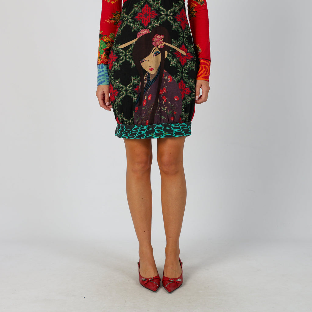 Red Y2K Desigual Woven Mini Dress (S)