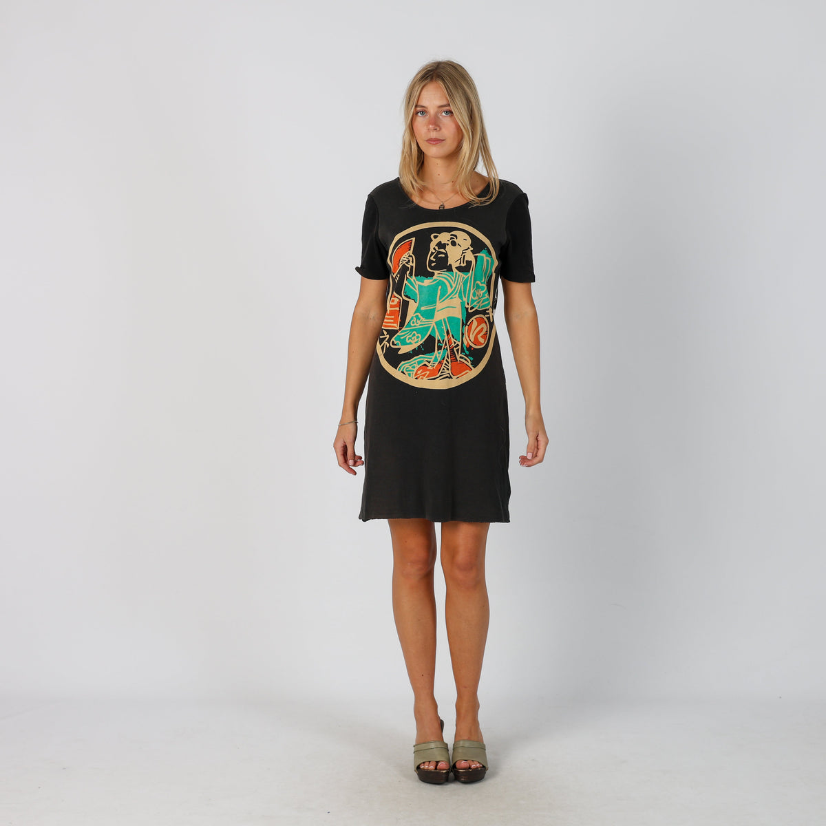 Black Y2K Custo Barcelona Woven Mini Dress (S)