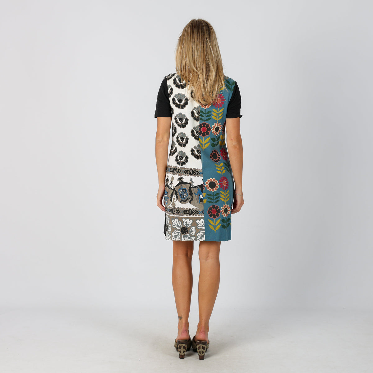 Black Y2K Custo Barcelona Woven Mini Dress (S)