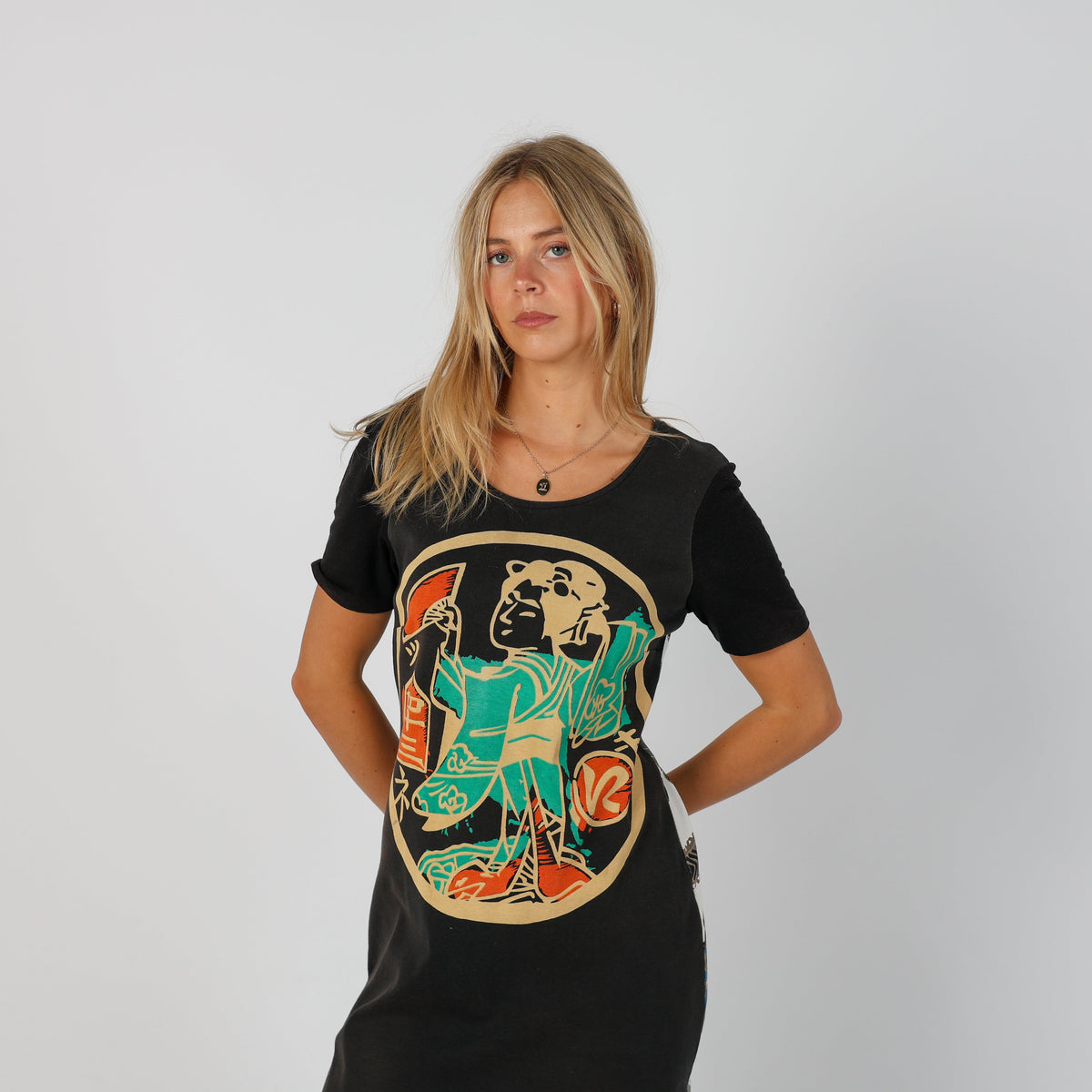 Black Y2K Custo Barcelona Woven Mini Dress (S)