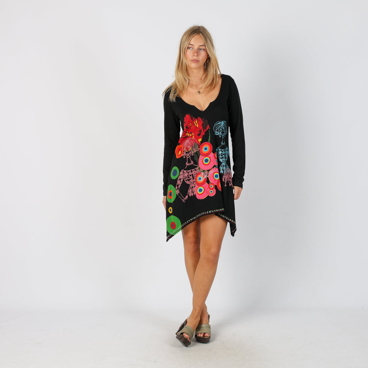 Black Y2K Desigual Woven Mini Dress (S)