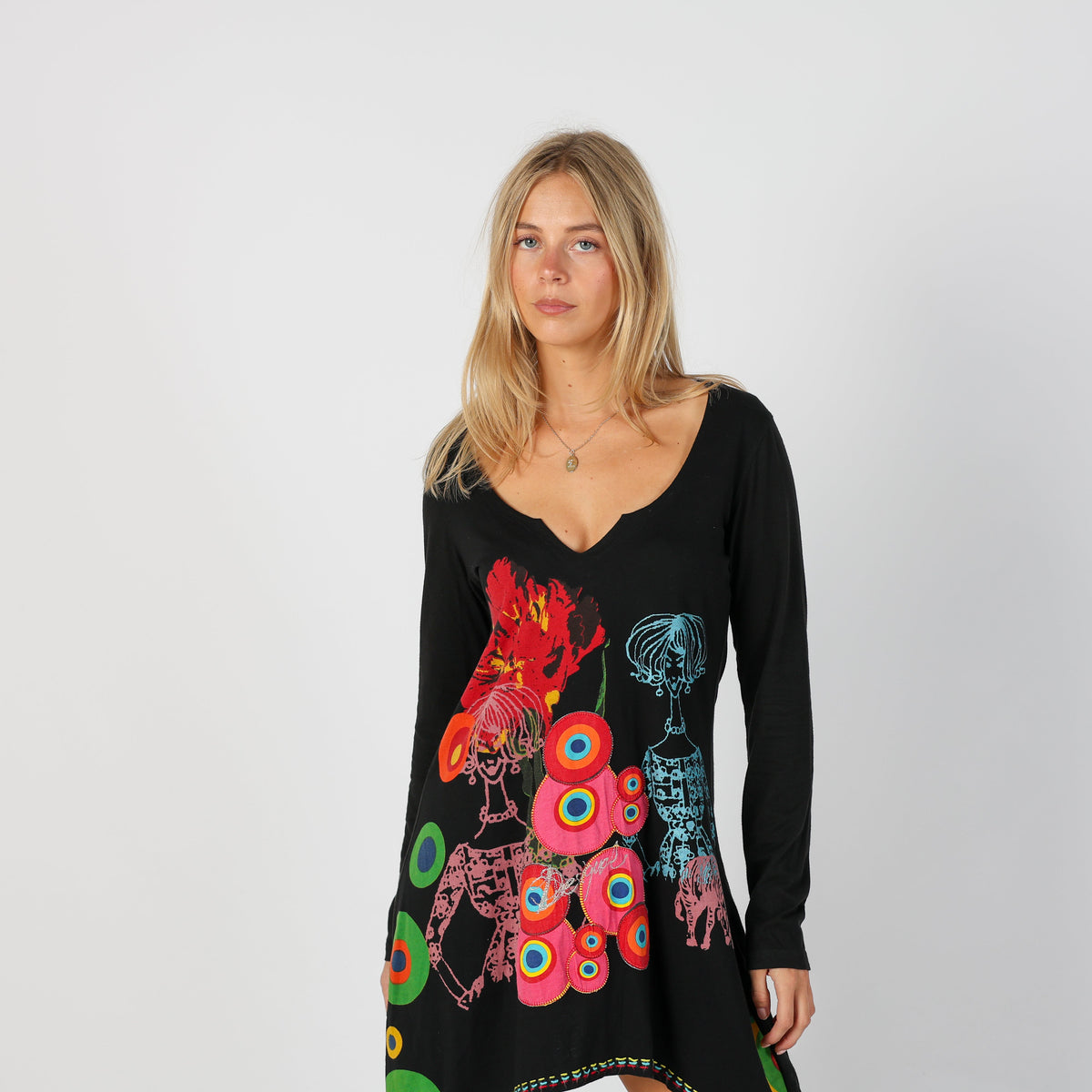 Black Y2K Desigual Woven Mini Dress (S)