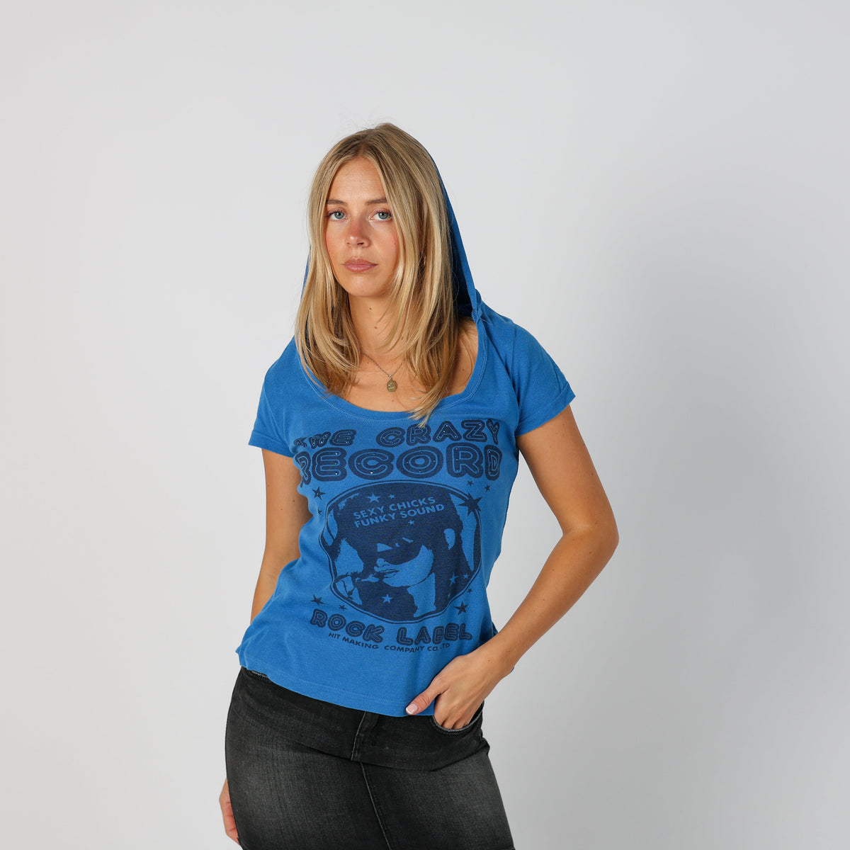 Blue Y2K Fish Bone Woven Top (S)