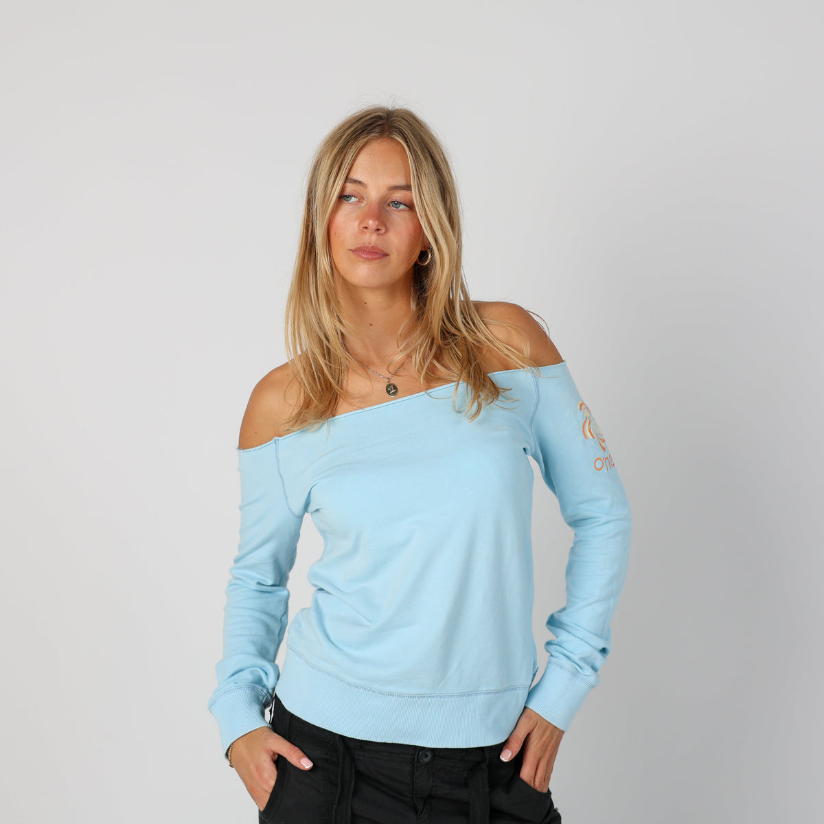 Light Blue Y2K O'Neill Long Sleeve Top (S)