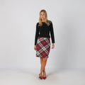 Burgundy Red Y2K Woven Midi Skirt Tartan (XS)