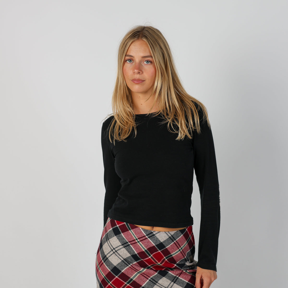 Black Y2K Burberry Long Sleeve Top (XS)