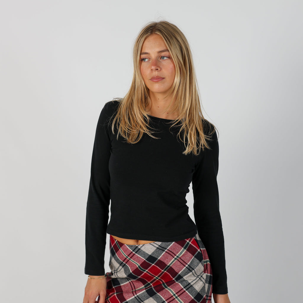 Black Y2K Burberry Long Sleeve Top (XS)