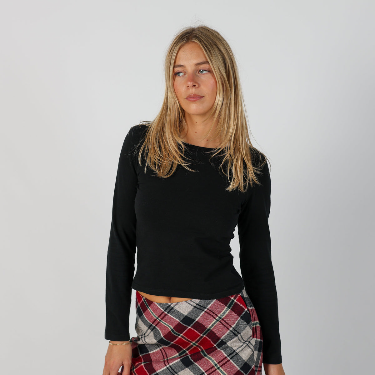 Black Y2K Burberry Long Sleeve Top (XS)