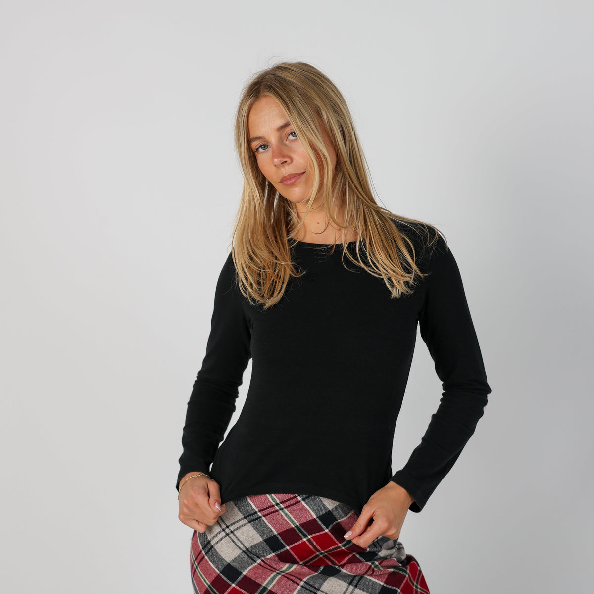 Black Y2K Burberry Long Sleeve Top (XS)