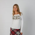Ivory Y2K Calvin Klein Long Sleeve Top (S)