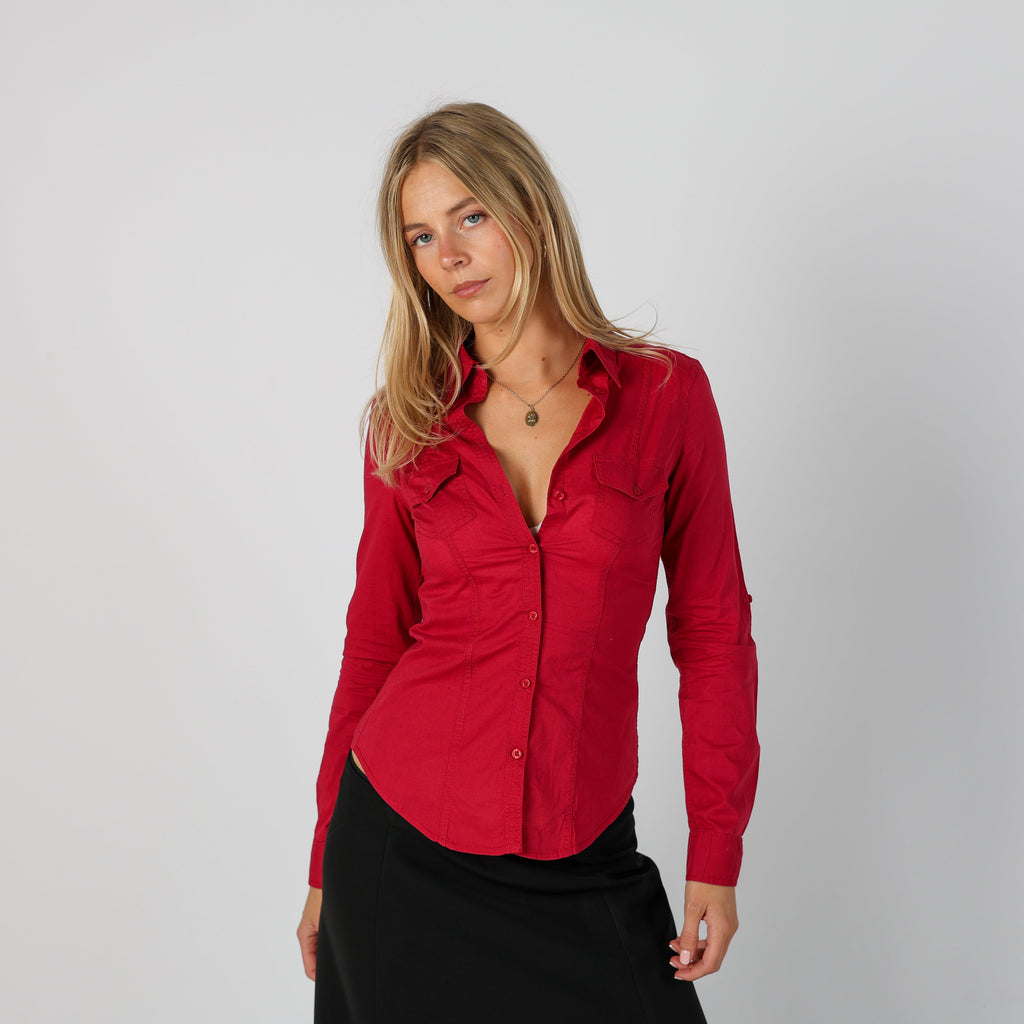 Burgundy Red Y2K Terranova Shirt (XS)