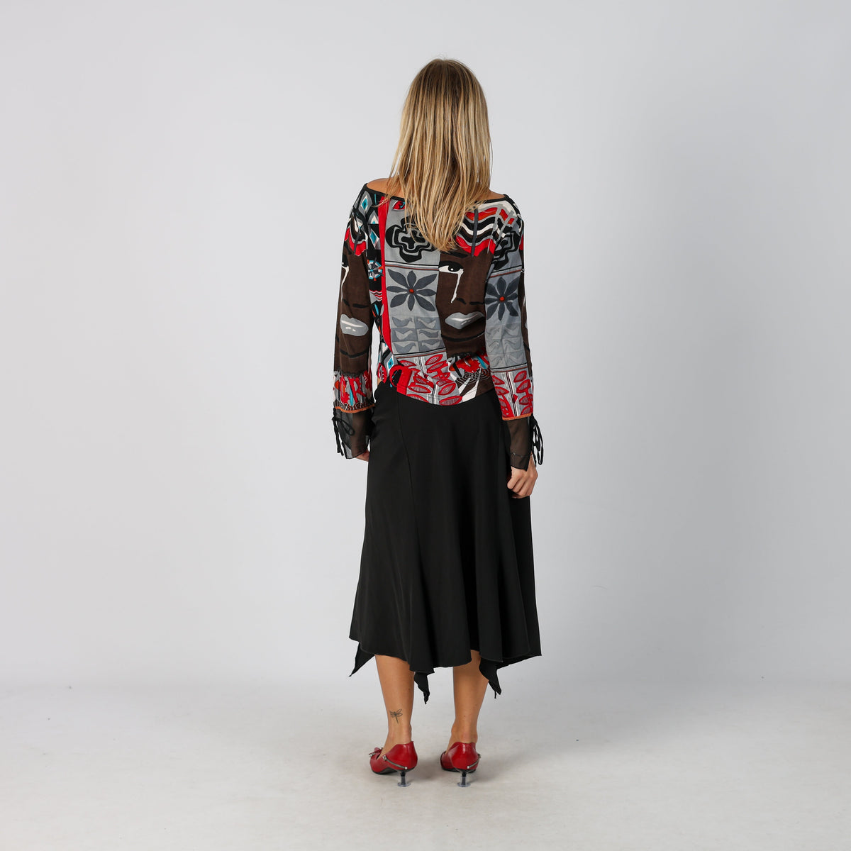 Black Y2K Coconuda Woven Midi Skirt (XS)