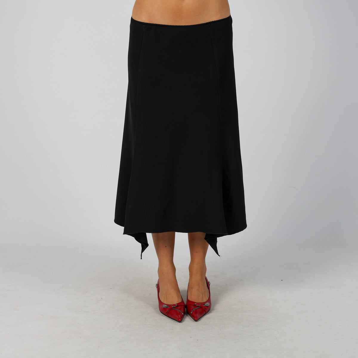 Black Y2K Coconuda Woven Midi Skirt (XS)