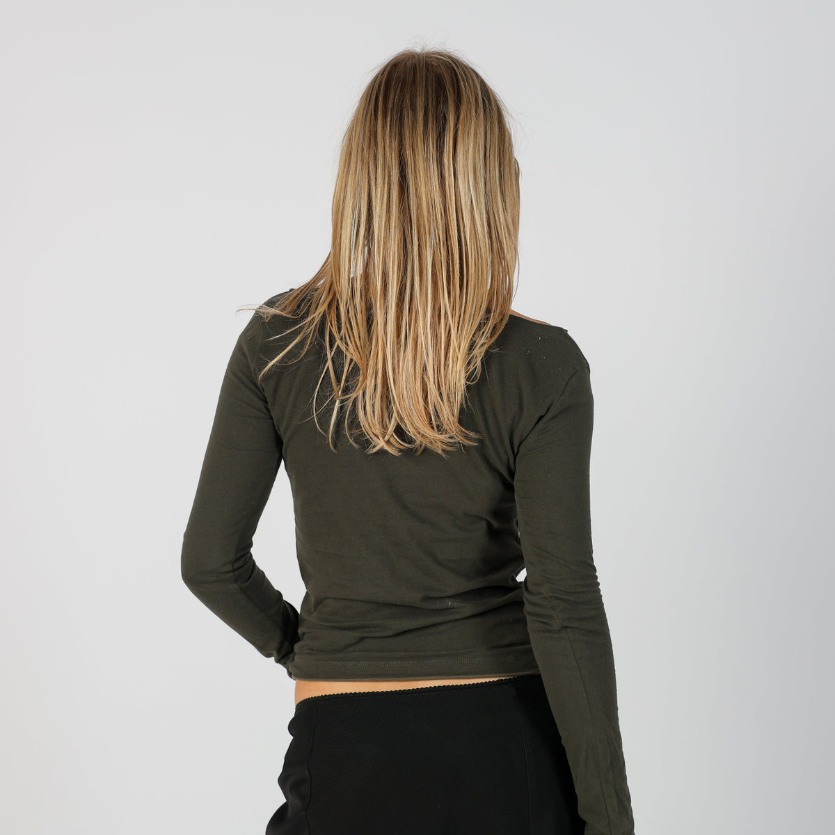 Dark Green Y2K Champion Long Sleeve Top (S)
