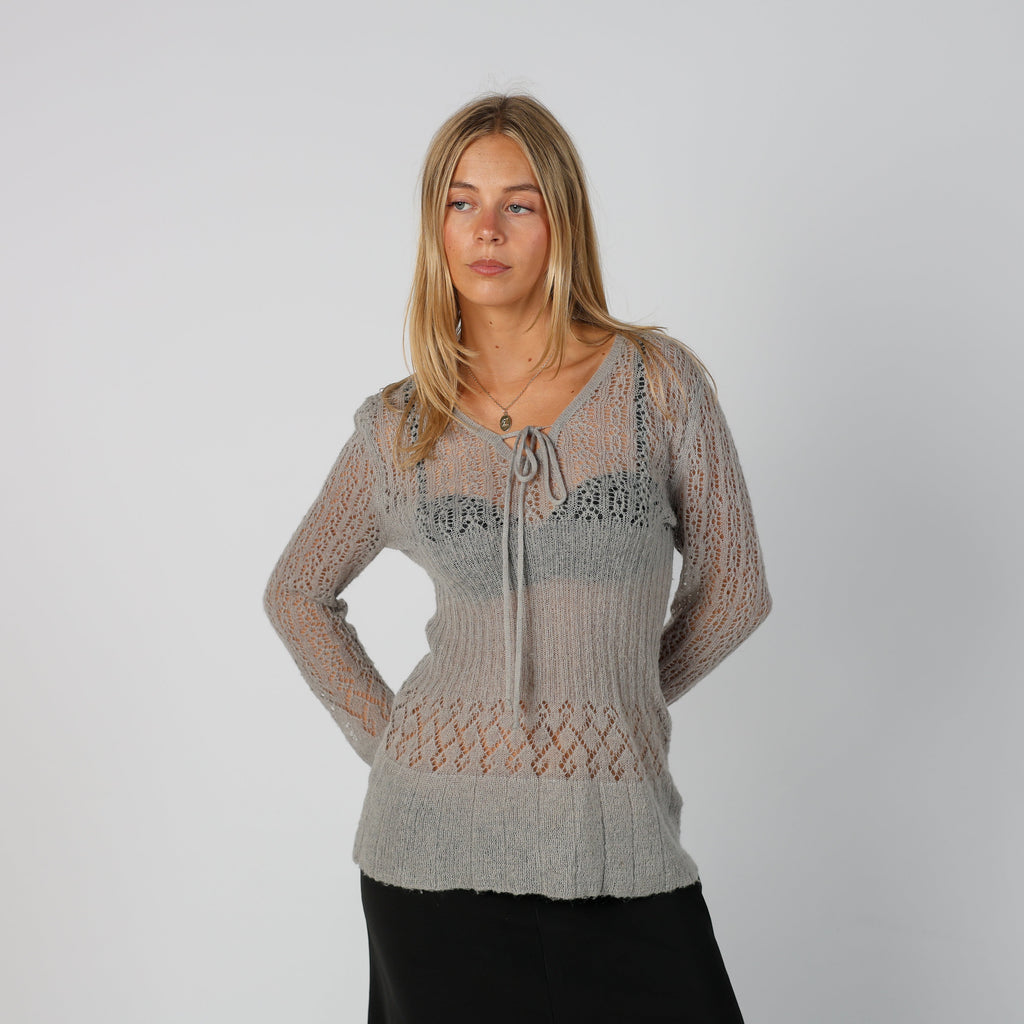 Grey Y2K Oltre Knitted Top (S)