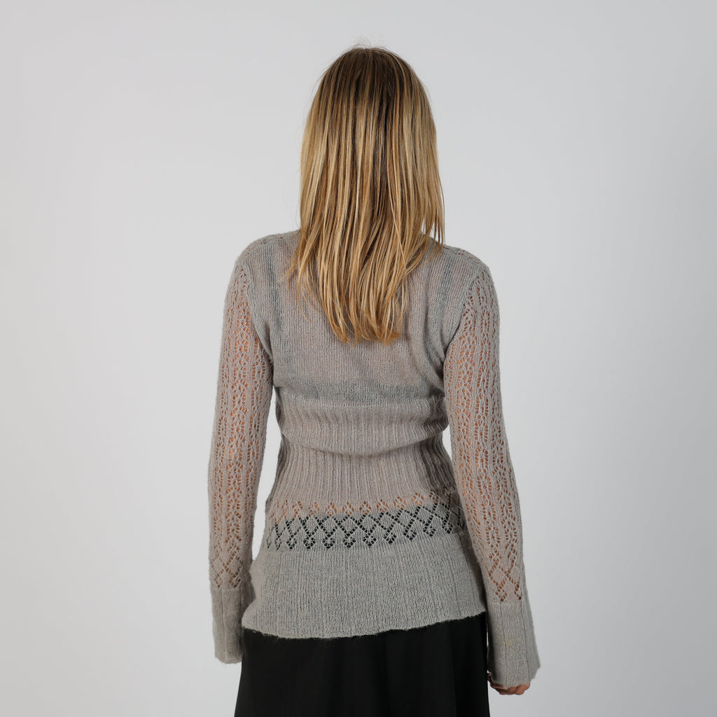 Grey Y2K Oltre Knitted Top (S)