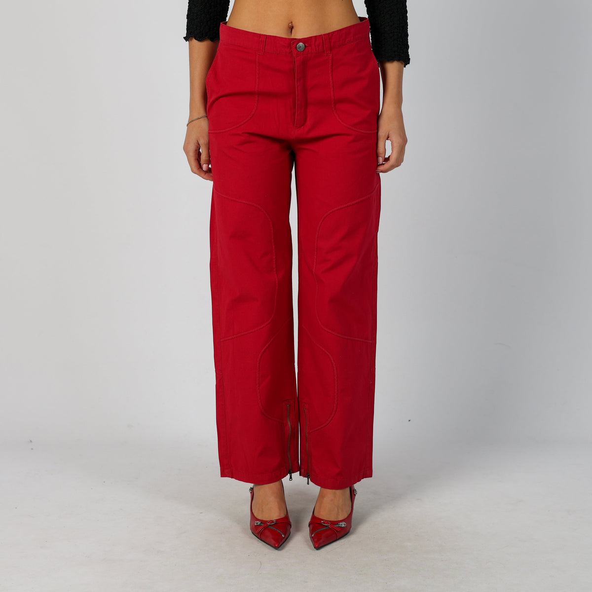 Red Y2K Cargo Pants (S)