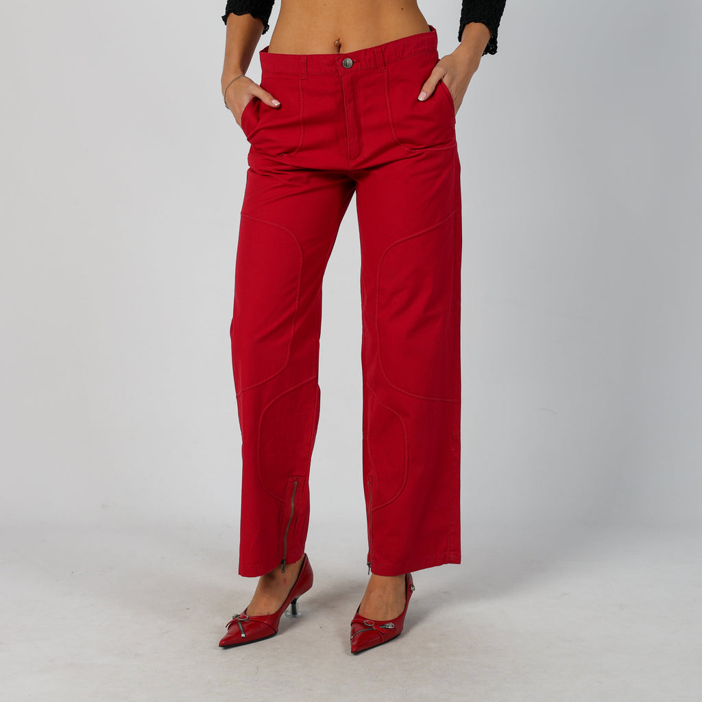 Red Y2K Cargo Pants (S)