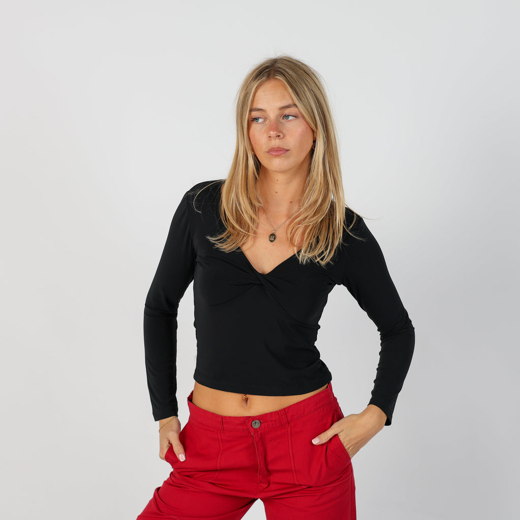Black Y2K Long Sleeve Top (S)