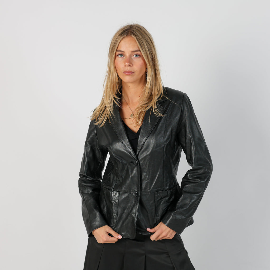 Black Y2K Leather Jacket (M)