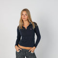 Navy Blue Y2K Burberry Long Sleeve Top (S)