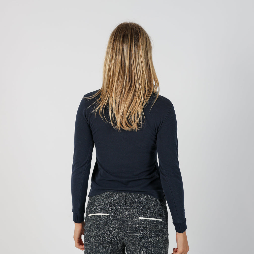 Navy Blue Y2K Burberry Long Sleeve Top (S)