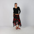 Black Y2K Coconuda Woven Midi Skirt (XXS)