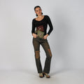 Blue 90s Flare Jeans Brown Wash (XS)