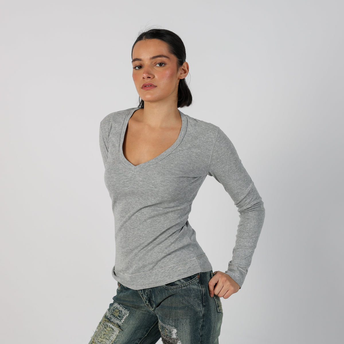 Grey Y2K GAS Long Sleeve Top (S)