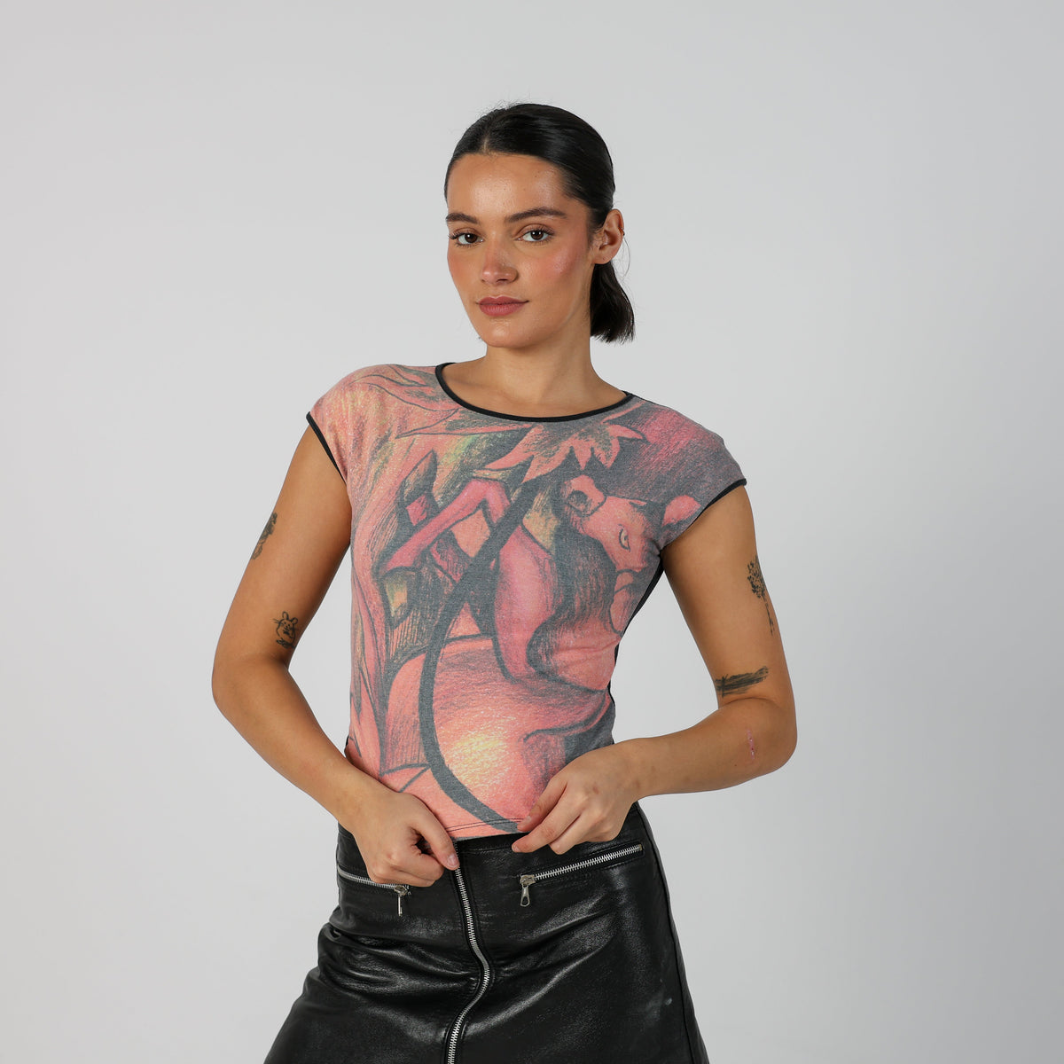 Coral Y2K Made in Italy Woven Top (S)