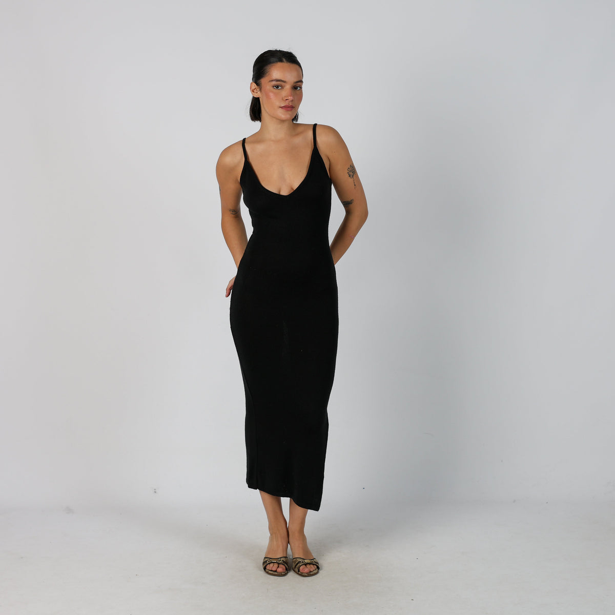 Black Y2K Knitted Maxi Dress (S)