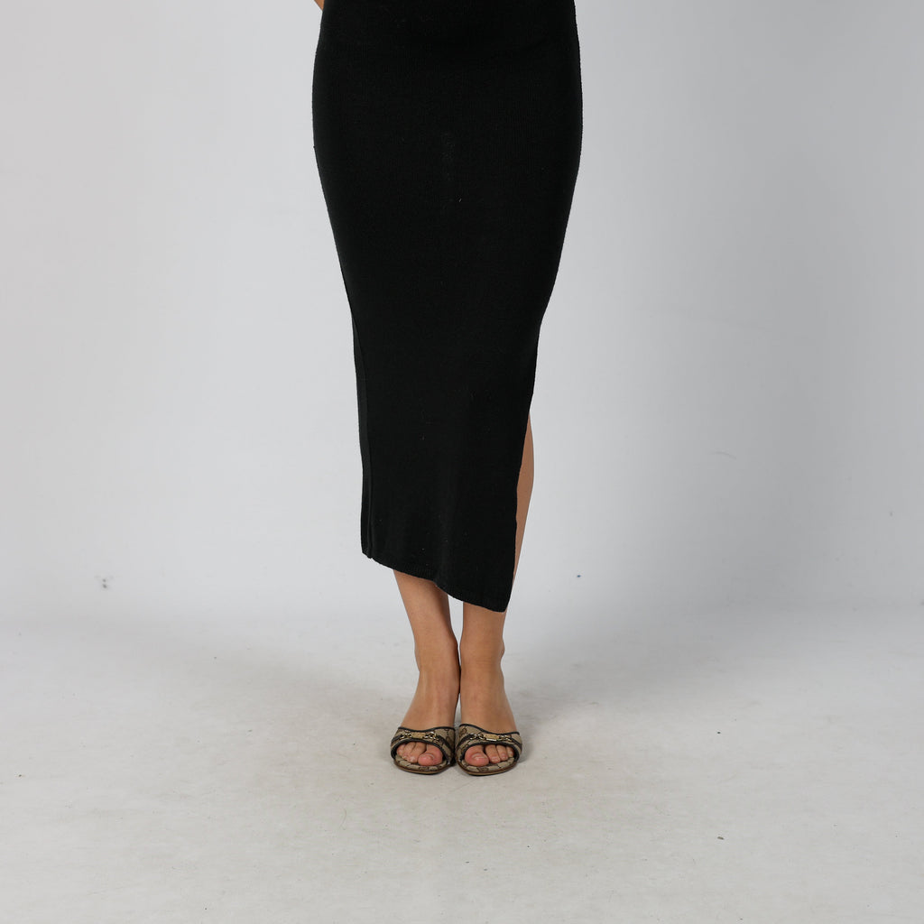 Black Y2K Knitted Maxi Dress (S)