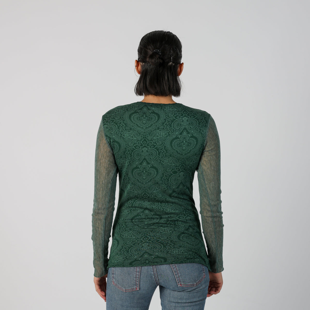 Dark Green Y2K Shake Long Sleeve Top (S)