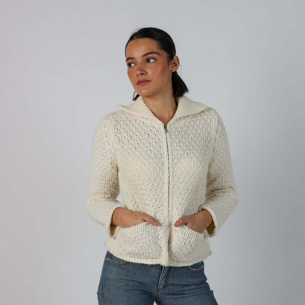 Cream Y2K Made in Italy Knitted Jumper 100% Wool (S)