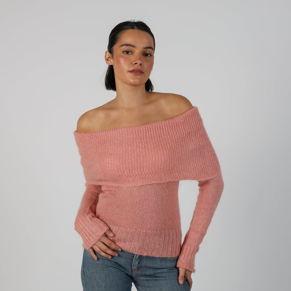 Baby Pink Y2K Knitted Jumper Mohair Blend (6)
