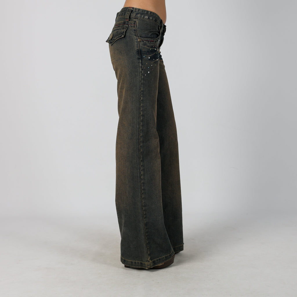 Blue Y2K Straight Jeans Brown wash (XS)