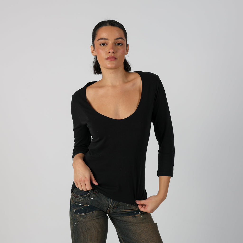 Black Y2K Replay Long Sleeve Top (S)