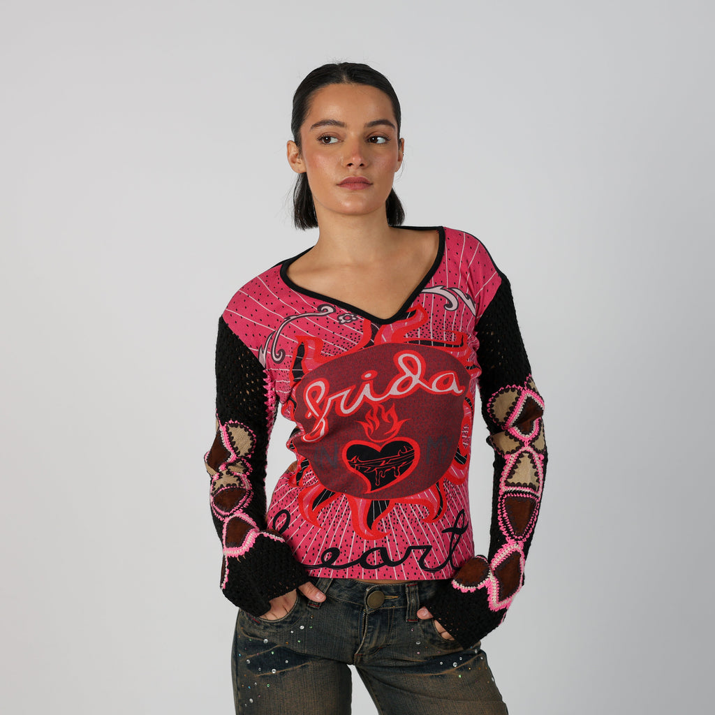 Black Y2K Custo Barcelona Long Sleeve Top (S)